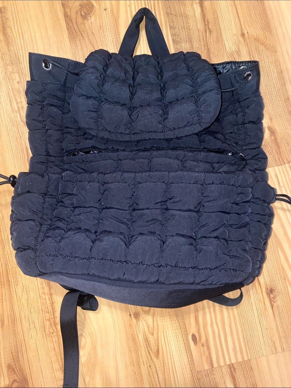 Quilted Black Puffer Backpack - Women's Casual Daypack